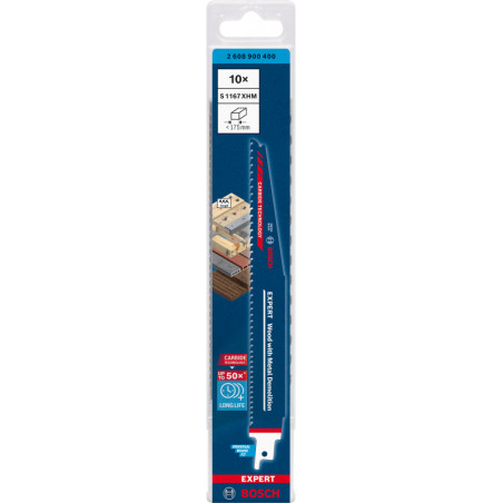 2608900400 BOSCH EXPERT Set 10 panze fierastrau sabie,lemn/lemn cu cuie,225x25x1.25mm