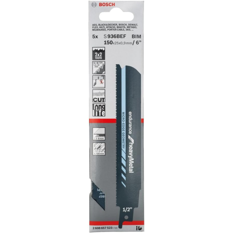 BOSCH EXPERT Set 5 panze fierastrau sabie pentru metal lungime 150 mm
