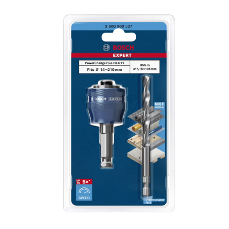 2608900527 BOSCH EXPERT Adaptor carota HEX11 cu burghiu centrare HSS-G, 7.15 x 105 mm