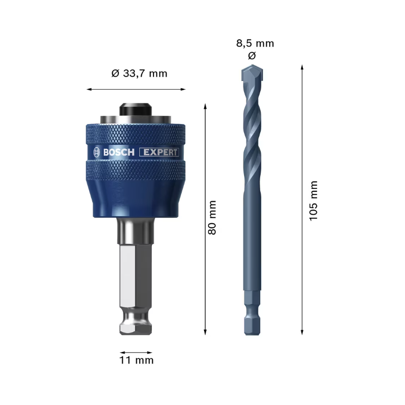 2608901965 BOSCH EXPERT Adaptor carota HEX11 cu burghiu centrare HSS-G, 8.5x105mm