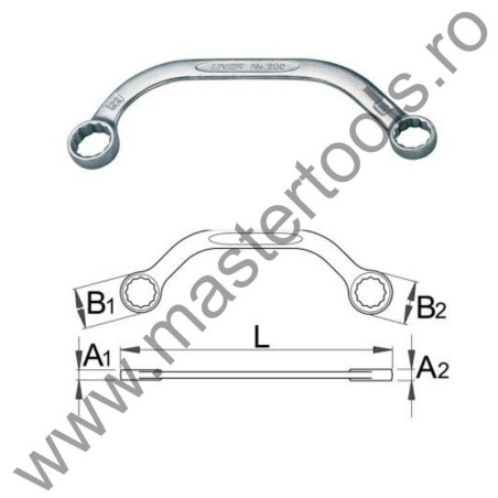 UNIOR Cheie inelara semiluna 200/2, 13 x 17