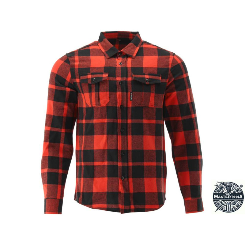 YATO Camasa in carouri din flanel, 100% bumbac, rosu-negru, marimea M