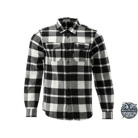 YATO Camasa in carouri din flanel, 100% bumbac, alb-negru, marimea M