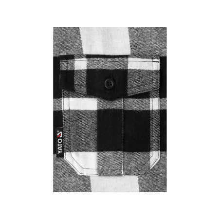 YATO Camasa in carouri din flanel, 100% bumbac, alb-negru, marimea M