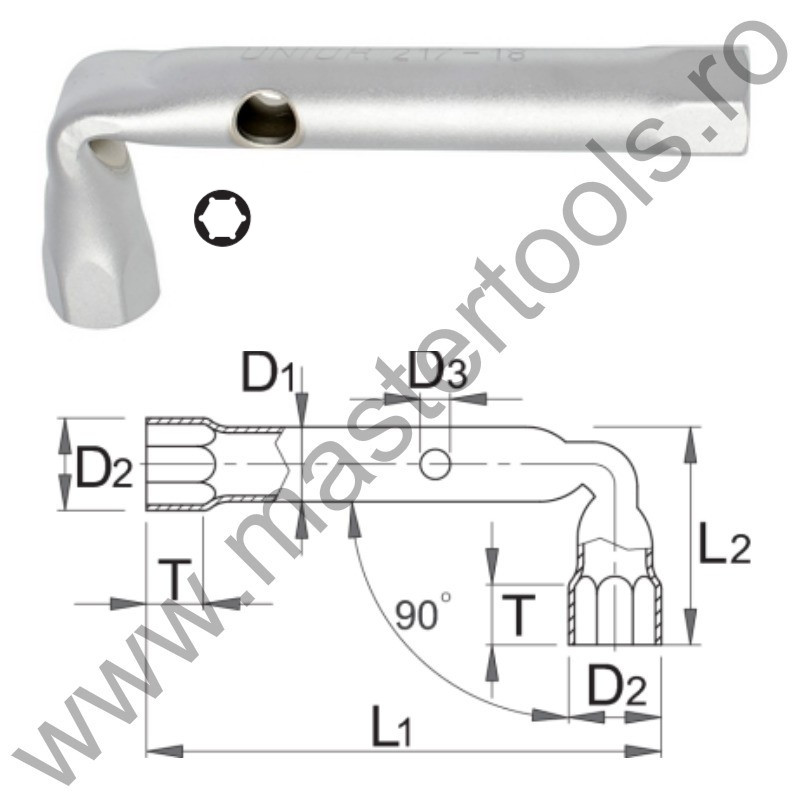 UNIOR Cheie tubulara pipa din teava 217/2, 15 mm