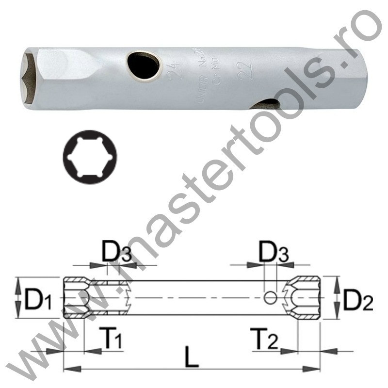 UNIOR Cheie tubulara teava 215/2, 21 x 23 mm