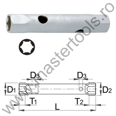 UNIOR Cheie tubulara teava 215/2, 22 x 24 mm