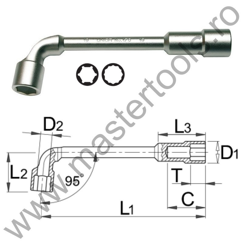 UNIOR Cheie tubulara pipa 177, 17 mm