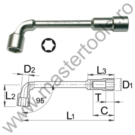 UNIOR Cheie tubulara pipa cu 6 laturi 176, 20 mm
