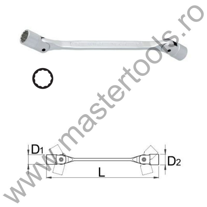 UNIOR Cheie tubulara articulata 202/1, 12 x 13 mm