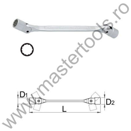 UNIOR Cheie tubulara articulata 202/1, 12 x 13 mm