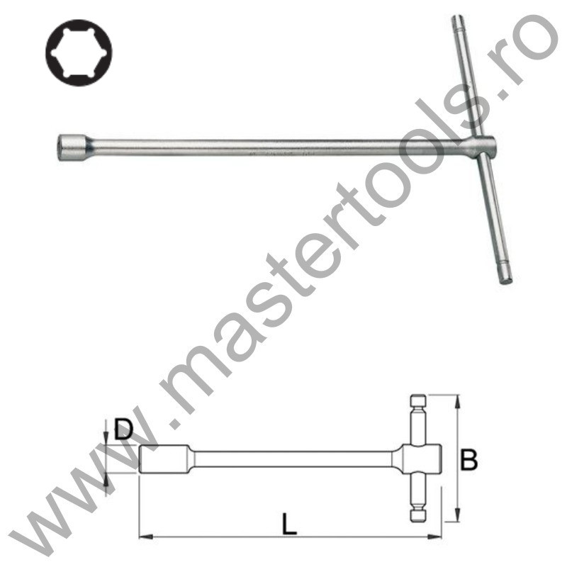 UNIOR Cheie cu maner in T 196/2, 17 mm