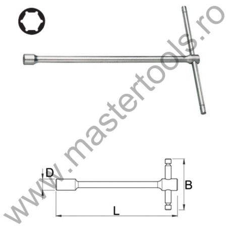 UNIOR Cheie cu maner in T 196/2, 17 mm