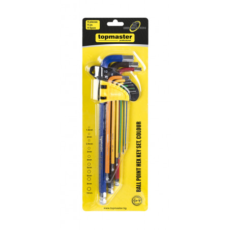 Top Master Pro Set 9 chei imbus hex 1.5-10mm cu bila extra lungi COLOR