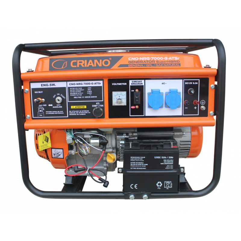 Generator de curent 5.5 kW SuperHIBRID (GPL + Gaz Natural + Benzina) cu posibilitate de Automatizare - CRIANO