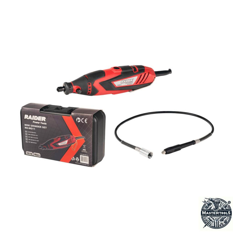 RAIDER Set mini polizor drept 135W, viteza variabila cu 40 accesorii