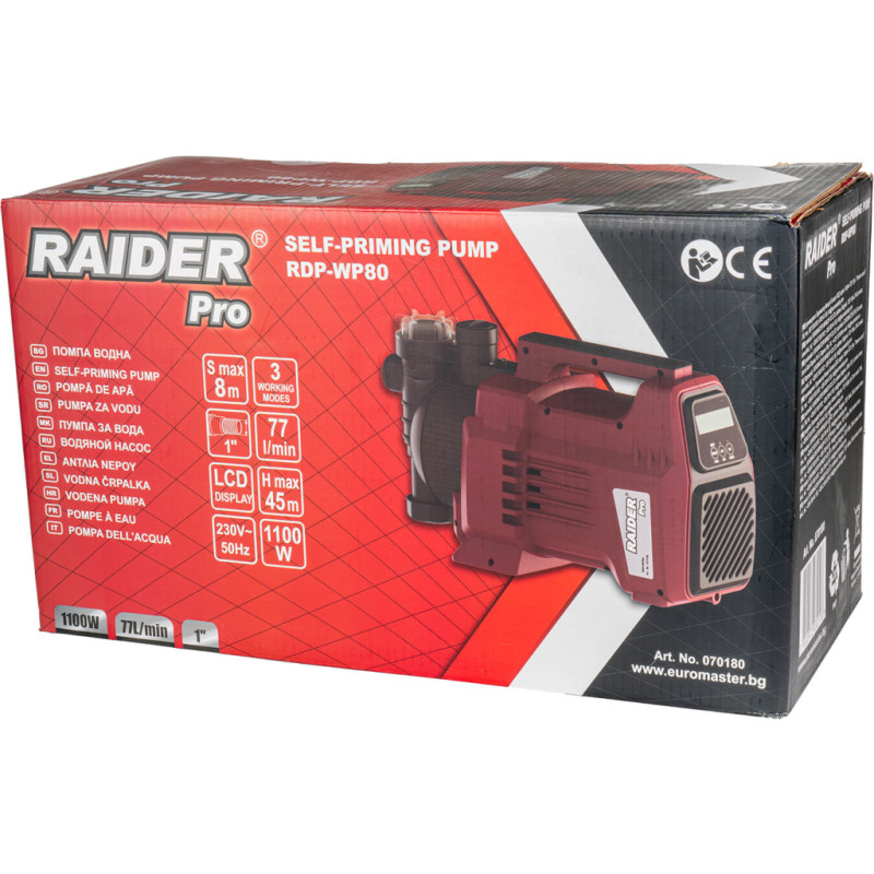 RAIDER Pompa cu autoamorsare 1100 W, 1", 45 m, filtru apa, display