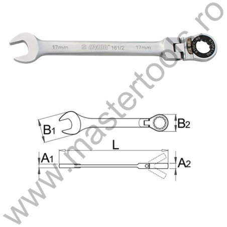 UNIOR Cheie combinata cu clichet articulata 161/2, 19 mm