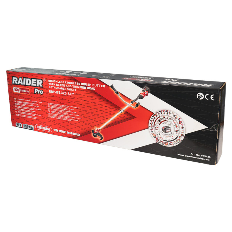RAIDER Trimmer pliabil compatibil cu Li-Ion 20V, 4Ah cu lama/mosor