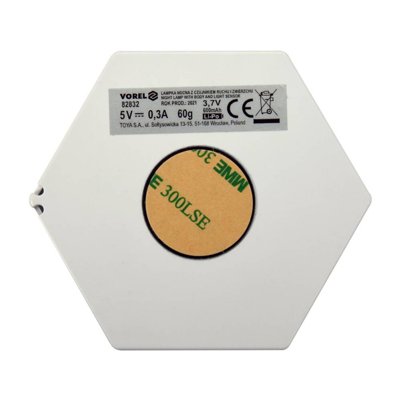 VOREL Lampa de veghe cu acumulator Li-Po 3.7 V, 600mAh, 50 lm, 1W