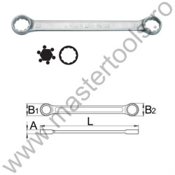 UNIOR Cheie inelara dubla dreapta cu capete drepte 182/2A, 16 x 17 mm