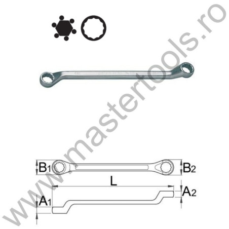 UNIOR Cheie inelara dublu cotita 180/1, 8 x 9 mm