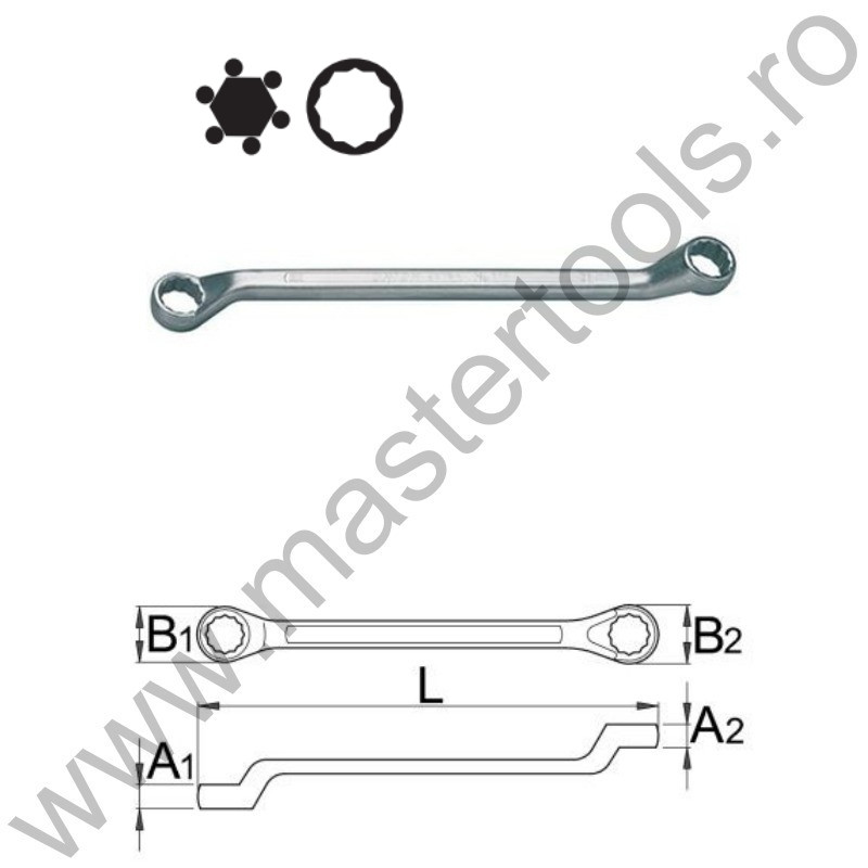 UNIOR Cheie inelara dublu cotita 180/1, 25 x 28 mm