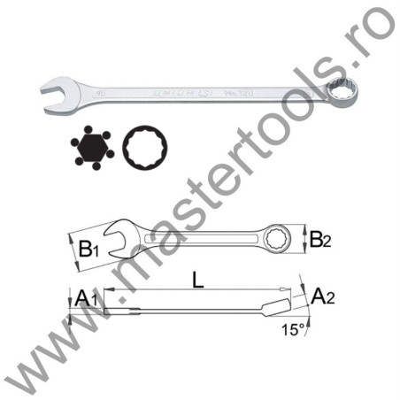 UNIOR Cheie combinata scurta 125/1, 20 mm