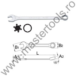 UNIOR Cheie combinata scurta 125/1, 22 mm