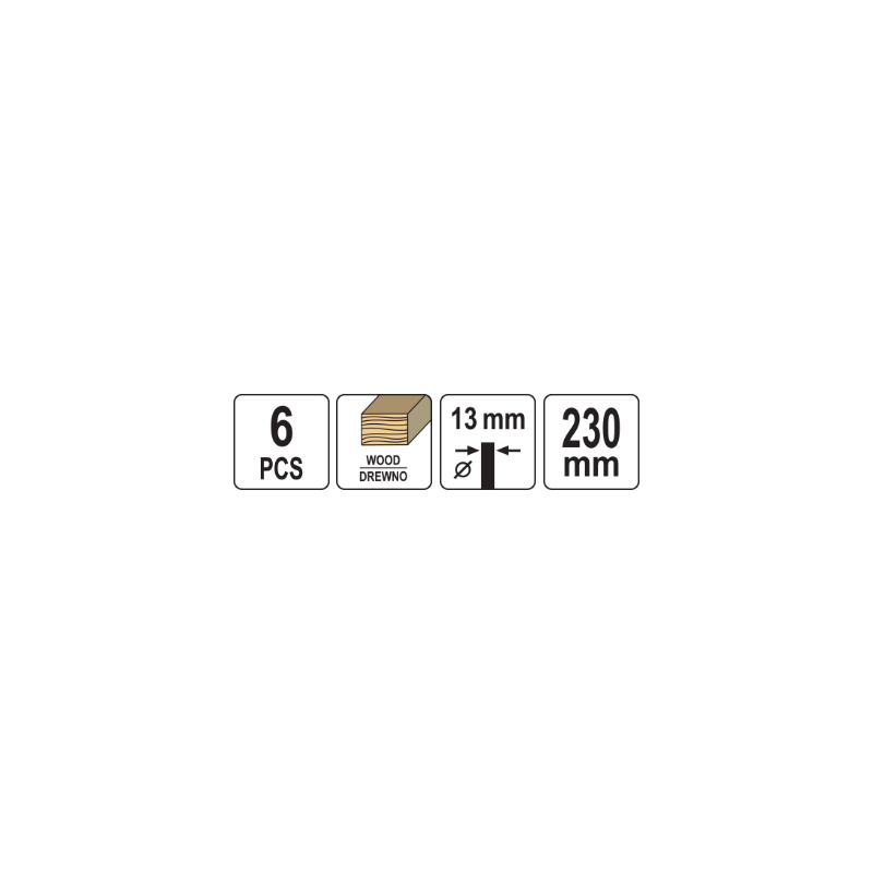 YATO Set 6 burghie elicoidale pentru lemn, 10-20 mm, lungime 230 mm