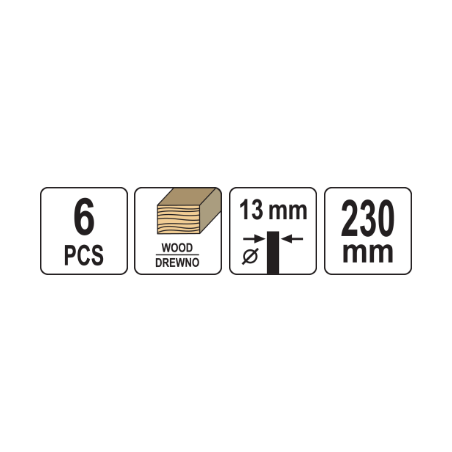 YATO Set 6 burghie elicoidale pentru lemn, 10-20 mm, lungime 230 mm