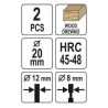 YATO Set freze pentru cepuri lemn, diametru 20 mm, 2 buc