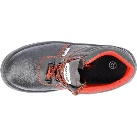 YATO Pantofi de lucru din piele naturala, Negru/Rosu, marimea 43