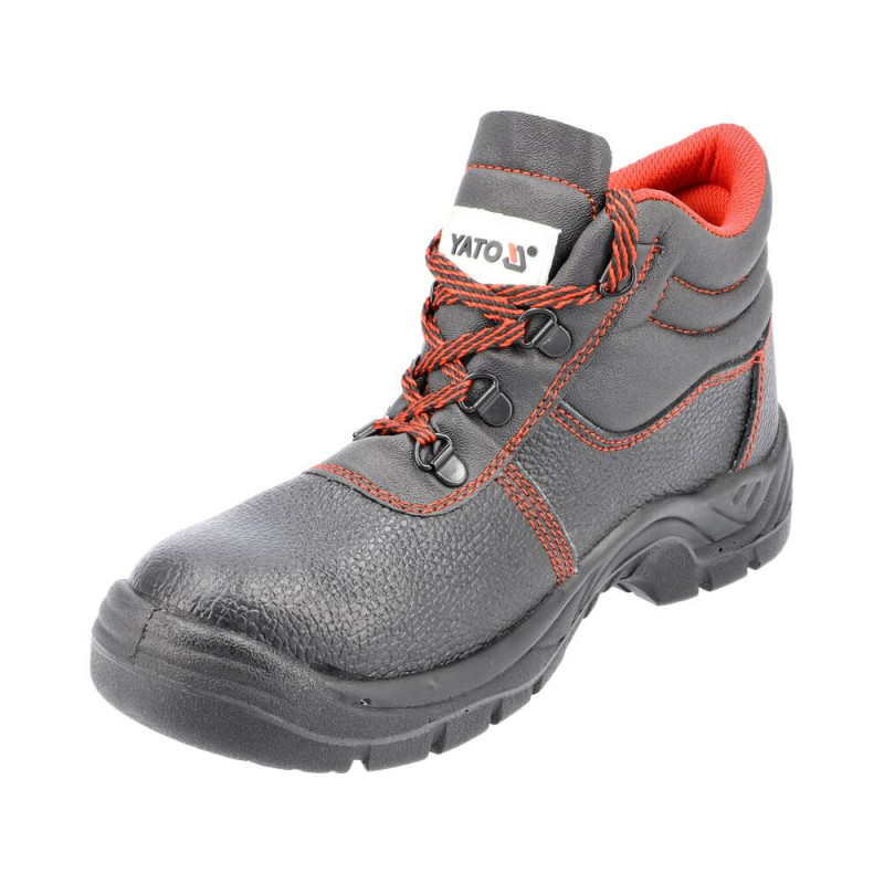 YATO Pantofi de lucru din piele naturala, Negru/Rosu, marimea 43