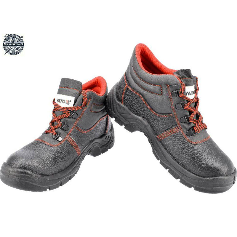 YATO Pantofi de lucru din piele naturala, Negru/Rosu, marimea 43
