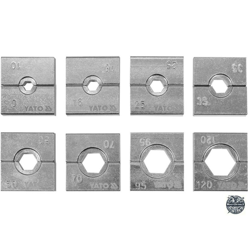YATO Set 8 matrite interschimbabile, 10-120 mm2 pentru presa hidraulica manuala YT-22860