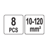 YATO Set 8 matrite interschimbabile, 10-120 mm2 pentru presa hidraulica manuala YT-22860