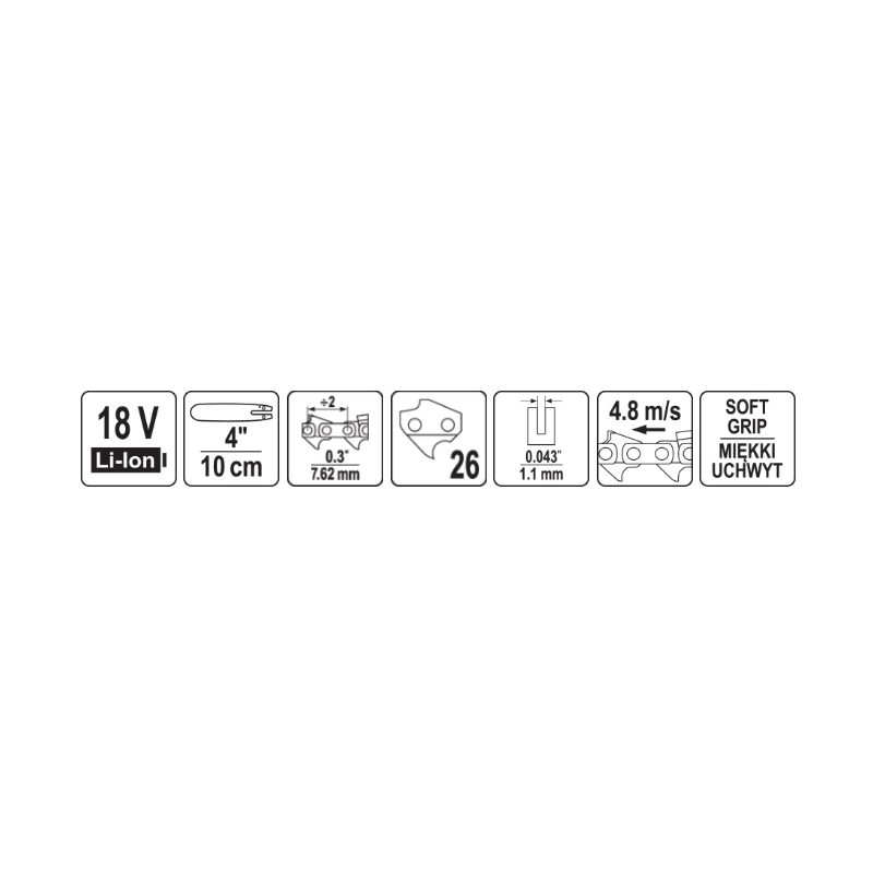 YATO Mini drujba electrica cu lant compatibila 10 cm cu acumulatr Li-Ion 18V