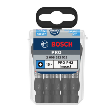 2608522523 BOSCH PRO Set 15 biti de insurubare Phillips Impact, PH2, 55 mm