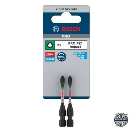 2608522543 BOSCH PRO Set 2 biti de insurubare Pozidriv Impact, PZ1, 55 mm