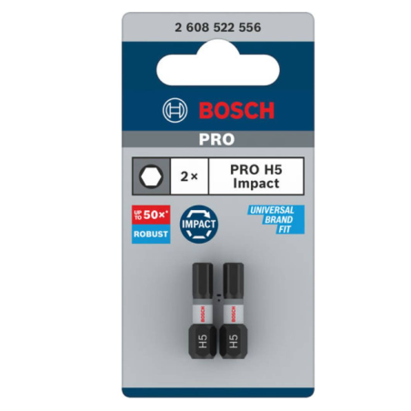 2608522556 BOSCH PRO Set 2 biti de insurubare Hex Impact, H5, 25 mm