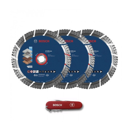 BOSCH Set 3 discuri taiere diamantate segmentate Multimaterial 230x22.2x2.4 mm CADOU briceag multifunctional Victorinox