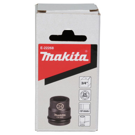 MAKITA Cheie tubulara hex 24 mm, patrat 3/4", lungime 51 mm, de impact