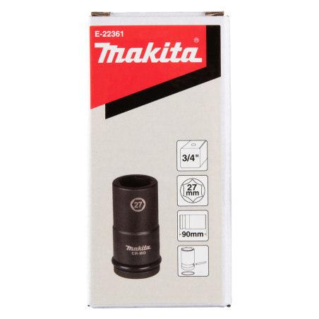 MAKITA Cheie tubulara hex 27 mm, patrat 3/4", lungime 90 mm, de impact