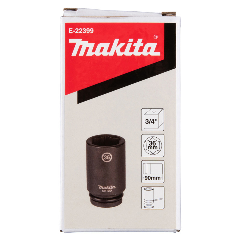 MAKITA Cheie tubulara hex 36 mm, patrat 3/4", lungime 90 mm, de impact