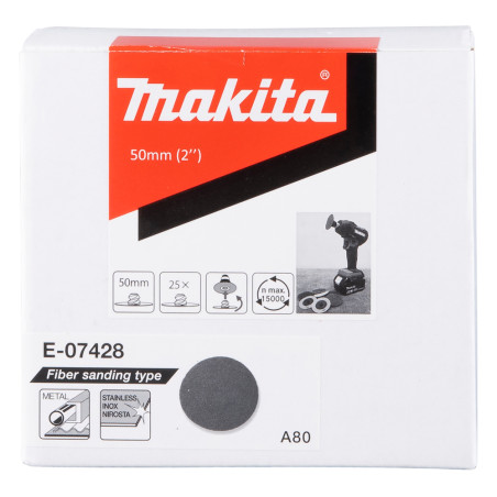 MAKITA Set 25 de fibrodiscuri metal, diametru 50 mm, granulatie A80
