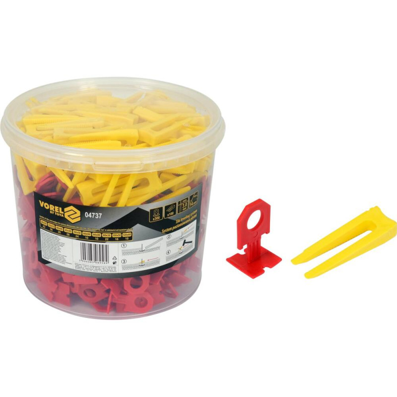 VOREL Sistem pentru nivelarea placilor de 3mm 300 cleme + 100 pene