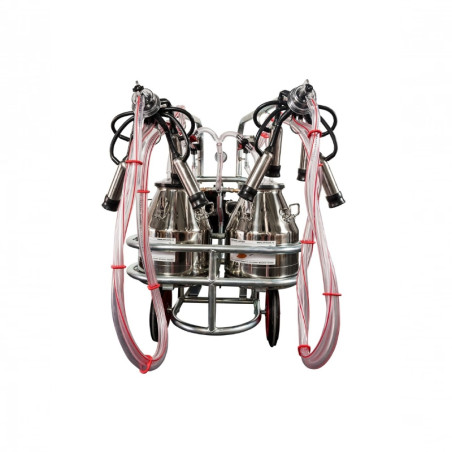 EMT Aparat de muls vaci, doua bidoane inox 40 litri, 2 posturi