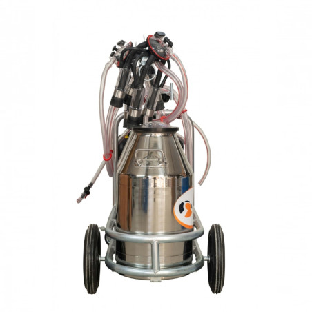 EMT Aparat muls vaci, 2 bidoane inox 25L, 2 posturi, pompa vacuum ulei