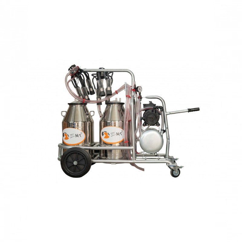 EMT Aparat muls vaci, 2 bidoane inox 40L, 2 posturi, pompa vacuum ulei